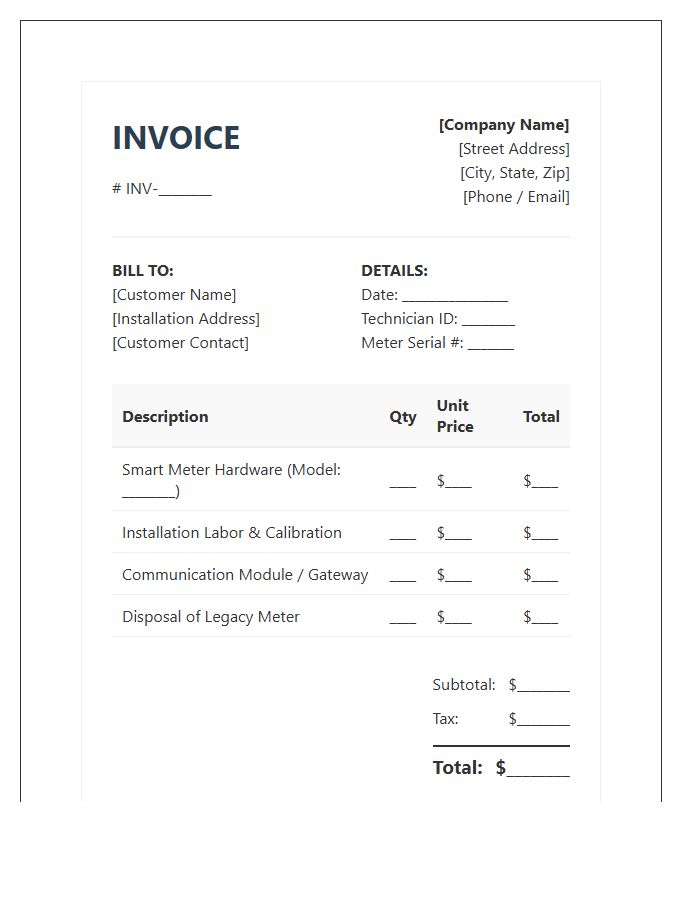 Smart Meter Installation Invoice Template