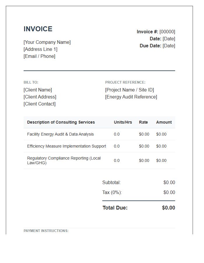 Energy Management Consulting Invoice Template