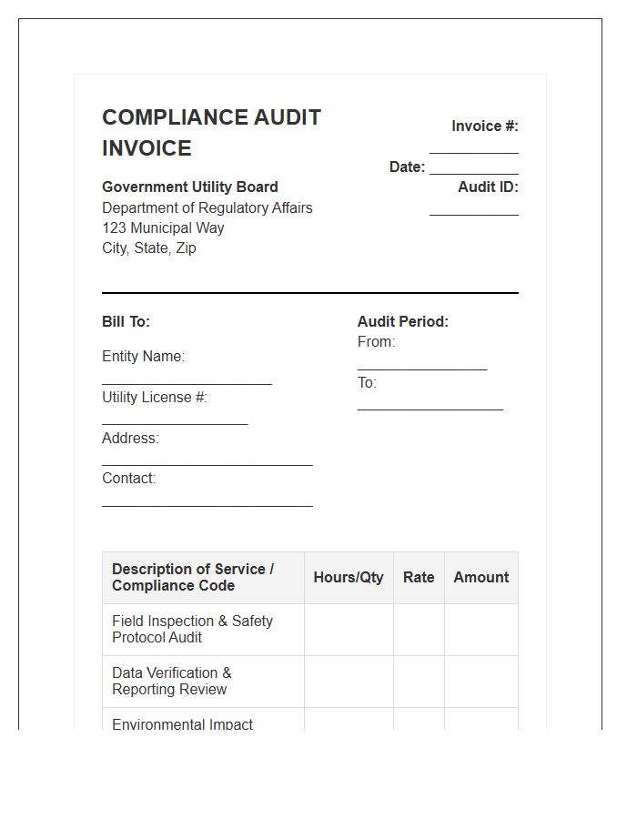 Government Utility Compliance Audit Invoice Template