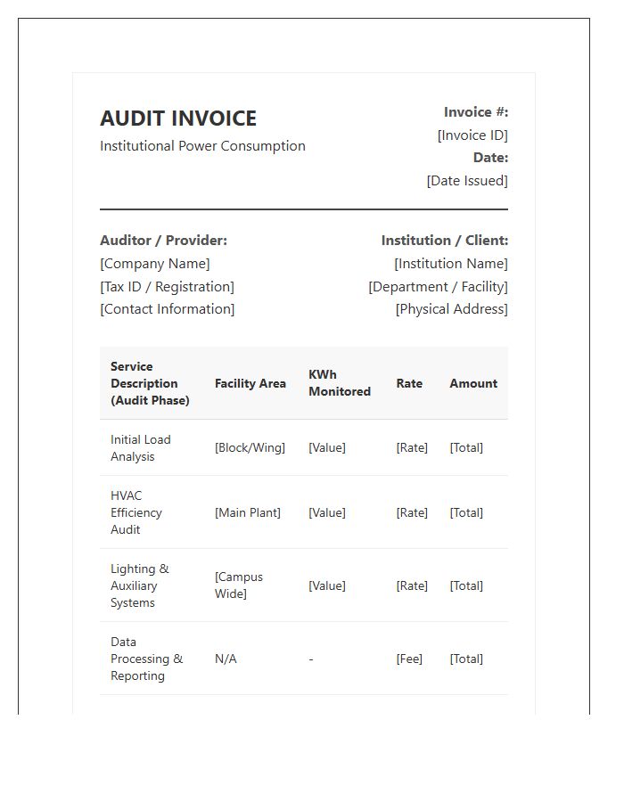 Institutional Power Consumption Audit Invoice Template