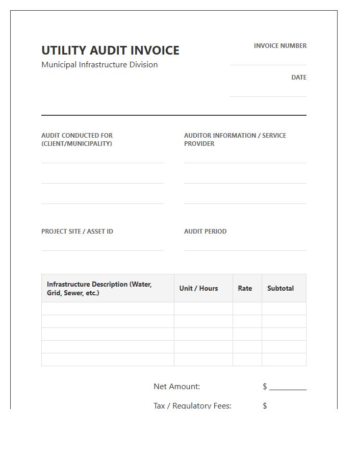 Municipal Utility Infrastructure Audit Invoice Template