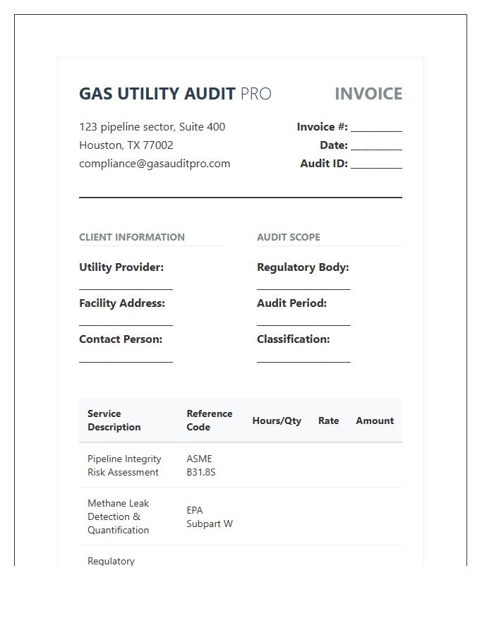 Professional Gas Utility Auditing Invoice Template