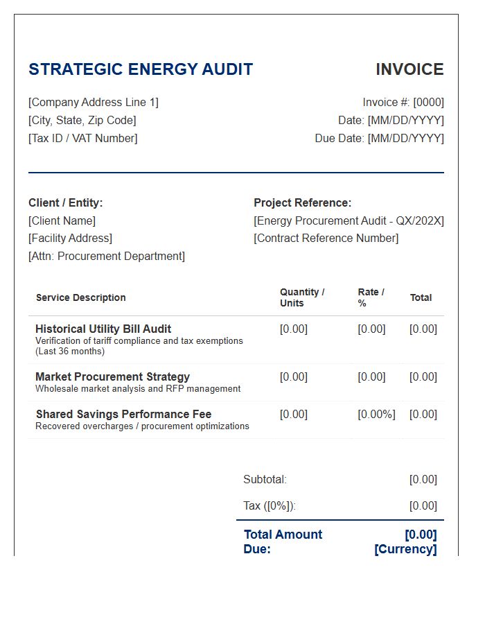 Strategic Energy Procurement Audit Invoice Template