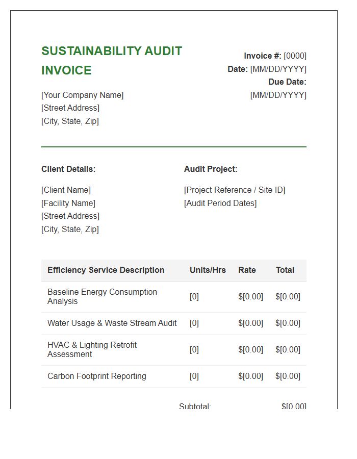 Sustainability Utility Efficiency Audit Invoice Template