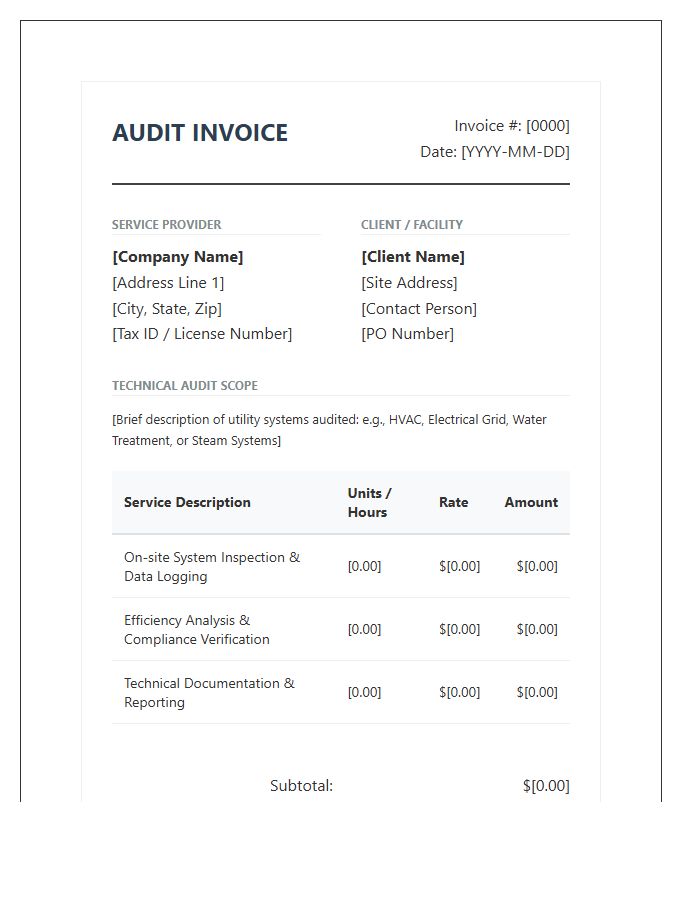 Technical Utility System Audit Invoice Template