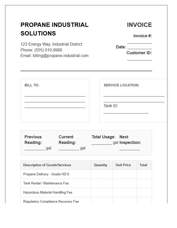Industrial Propane Gas Billing Invoice Template