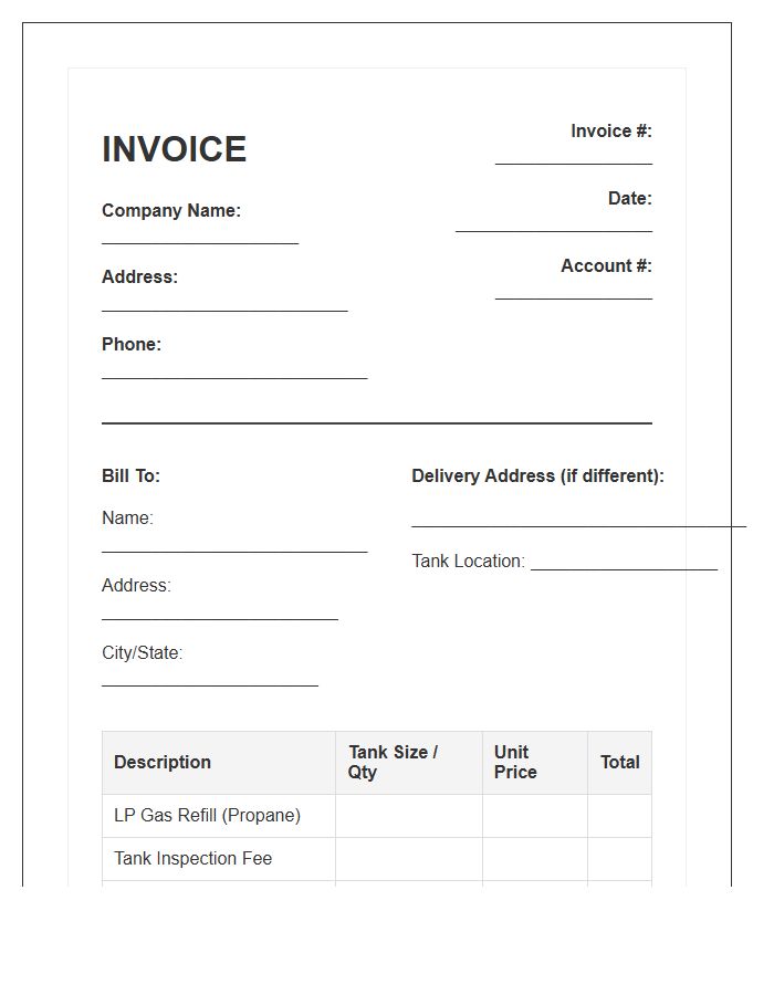 LP Gas Refill Service Invoice Template