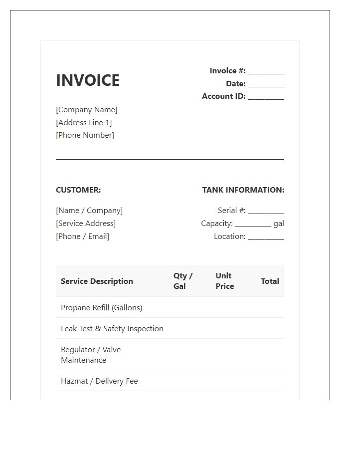 Propane Tank Maintenance And Refill Invoice Template
