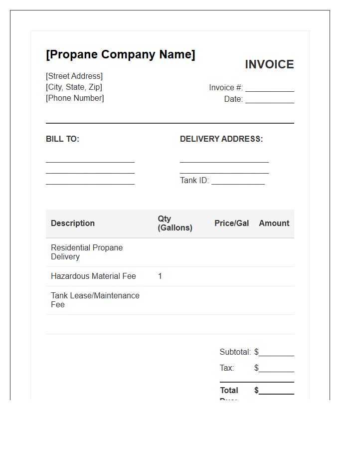 Residential Heating Propane Invoice Template