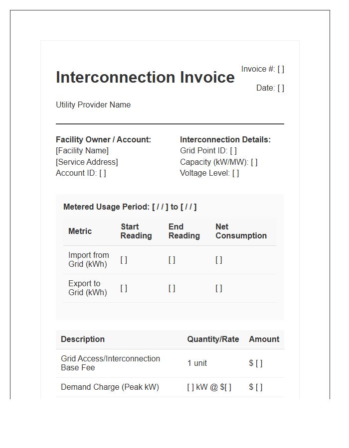 Commercial Grid Interconnection Billing Invoice Template
