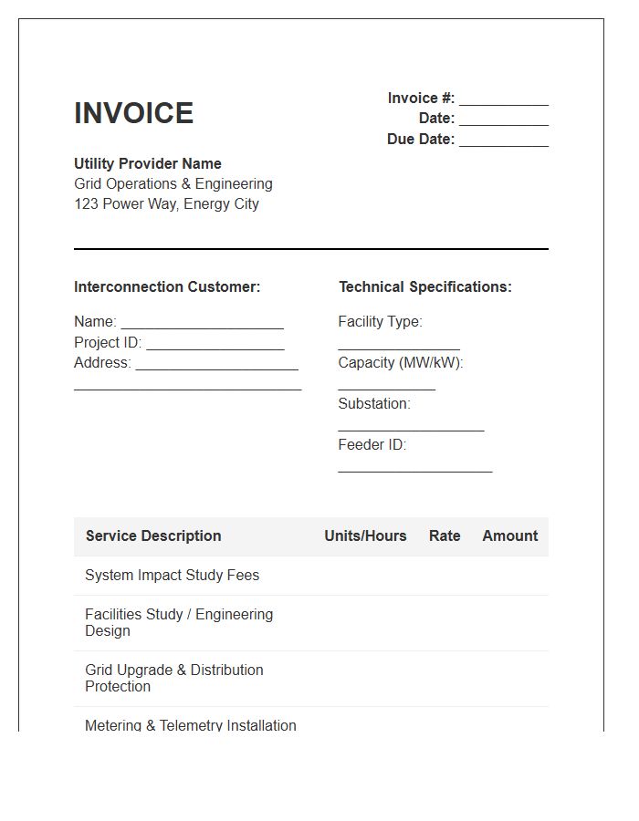 Distribution Grid Interconnection Service Invoice Template