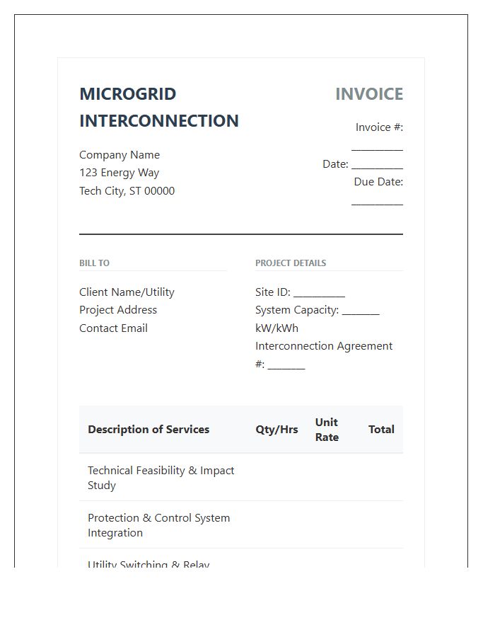 Microgrid Interconnection Service Invoice Template