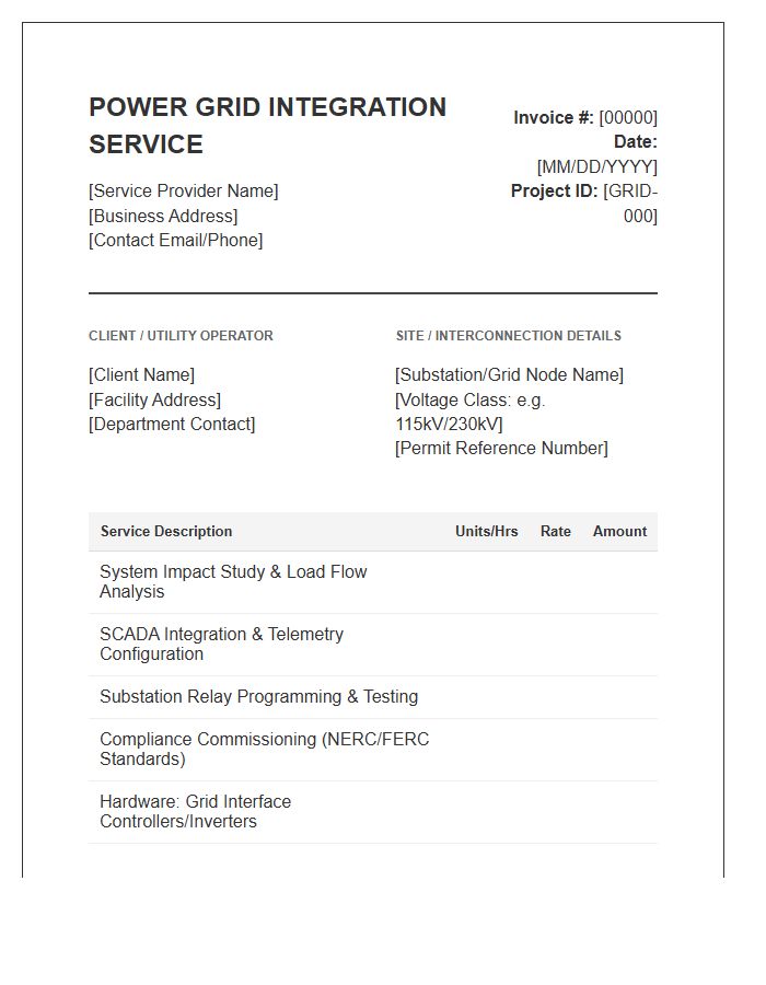 Power Grid Integration Service Invoice Template