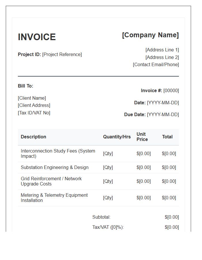 Wind Energy Grid Interconnection Invoice Template