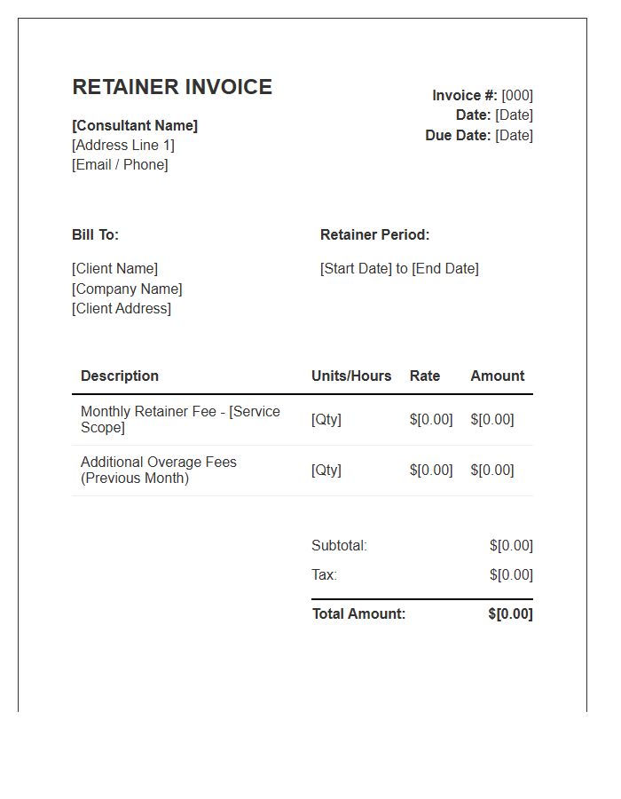 Freelance Consultant Retainer Invoice Template