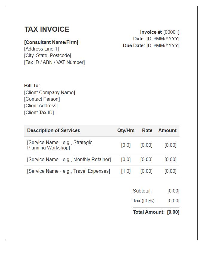 Management Consultant Tax Invoice Template