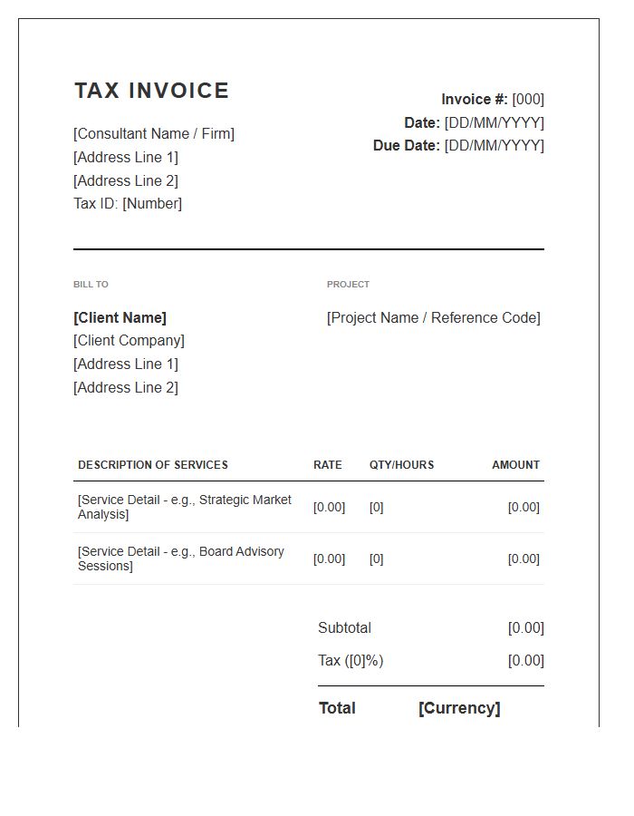 Strategy Consultant Tax Invoice Template