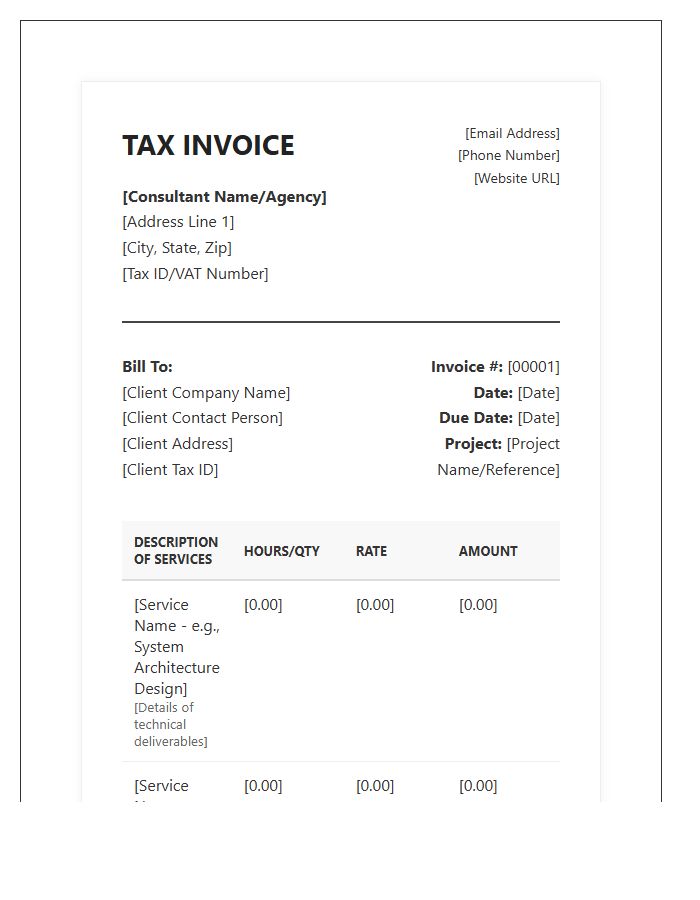 Technical Consultant Tax Invoice Template