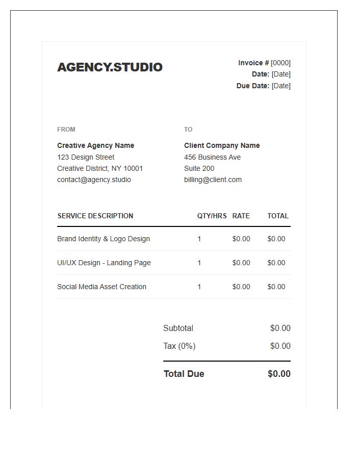 Creative Agency Service Invoice Template