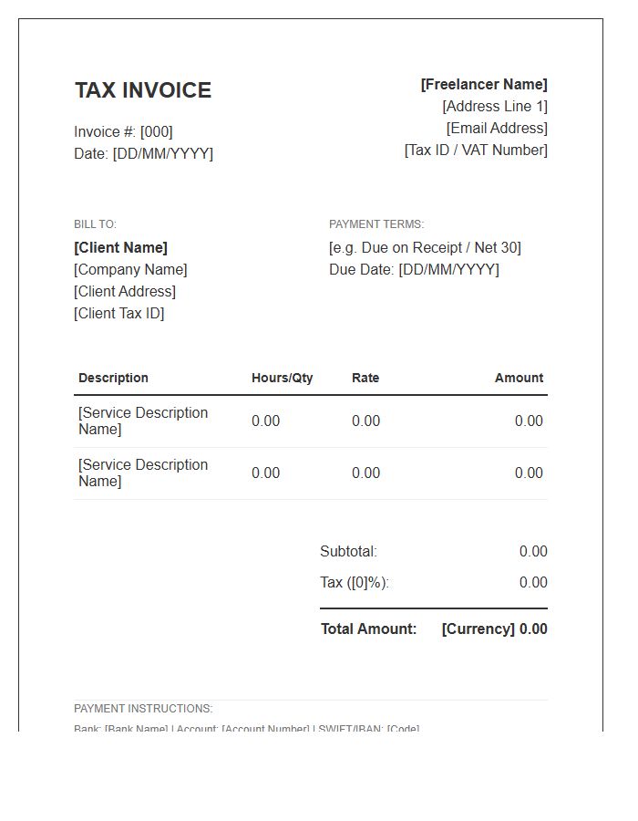 Freelance Service Tax Invoice Template