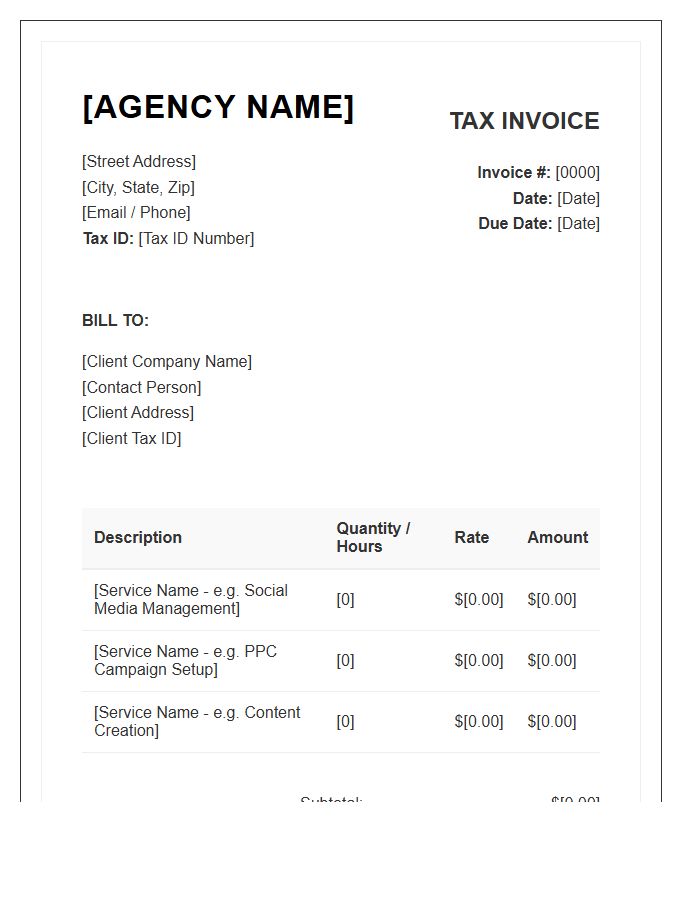 Marketing Agency Tax Invoice Template