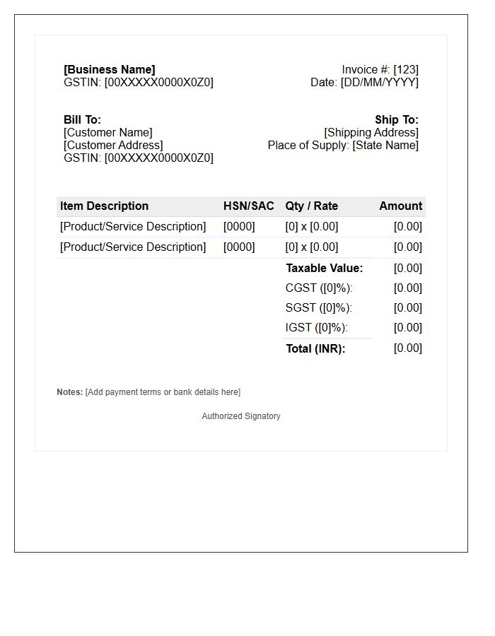 Small Business GST Invoice Template
