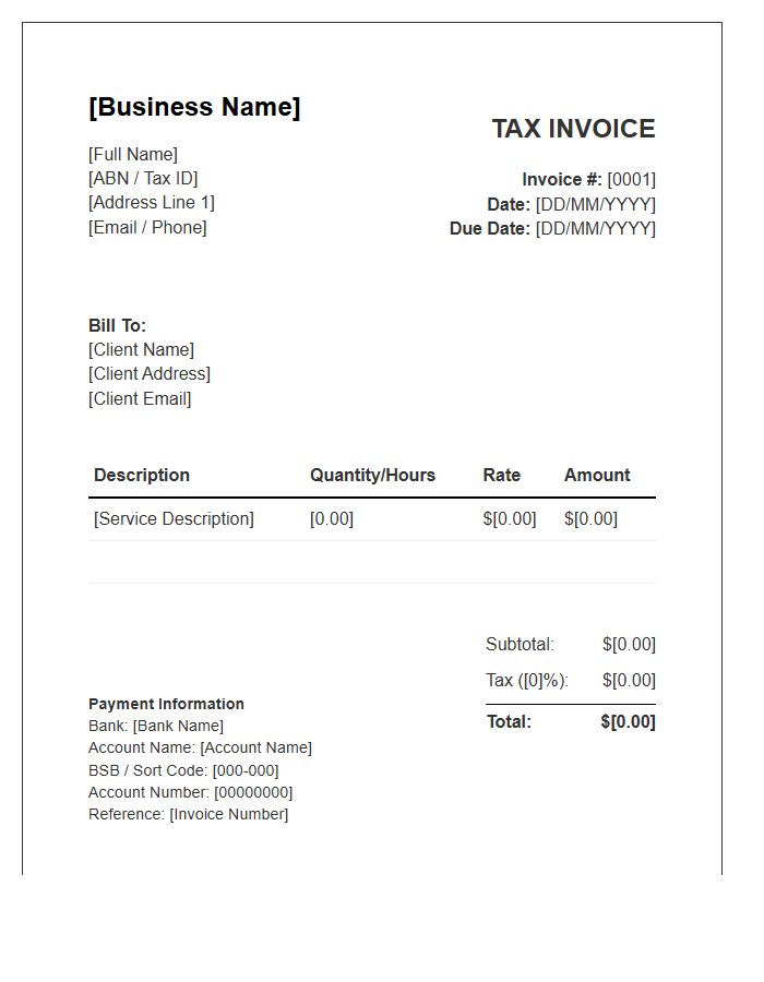 Sole Trader Service Tax Invoice Template