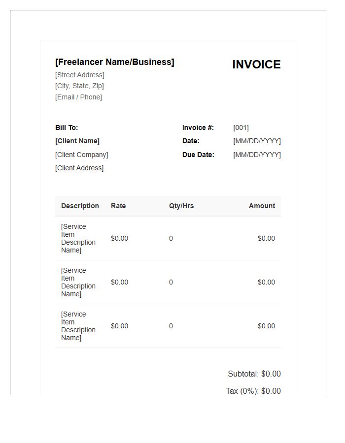 Freelance Professional Invoice Template