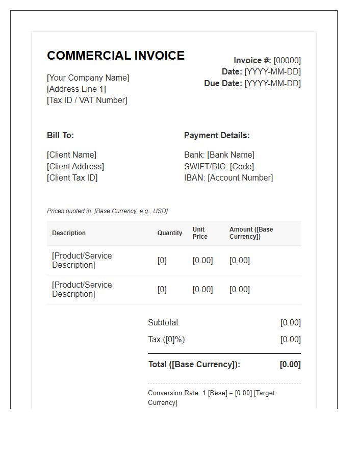 Multicurrency Commercial Tax Invoice Template