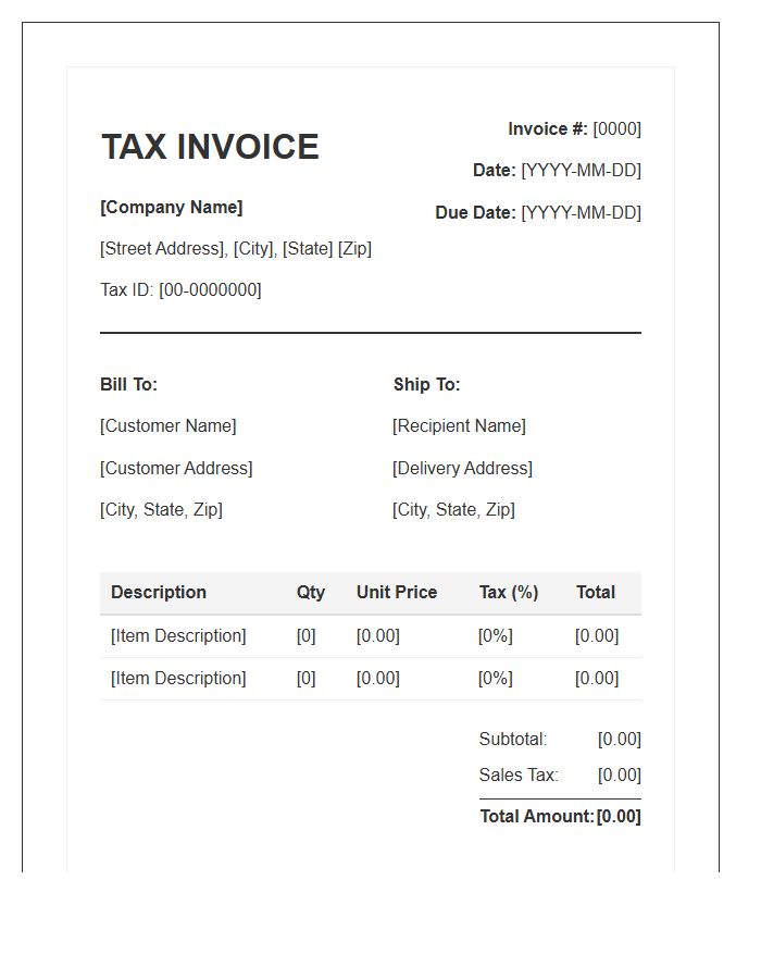 Automated Retail Sales Tax Invoice Template