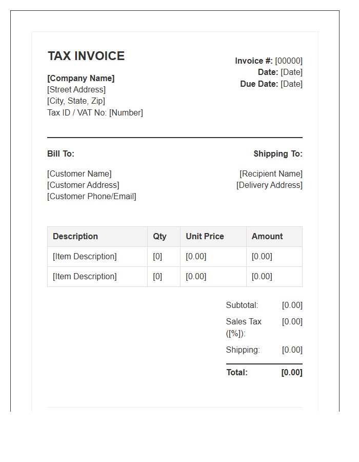 Commercial Retail Sales Tax Invoice Template