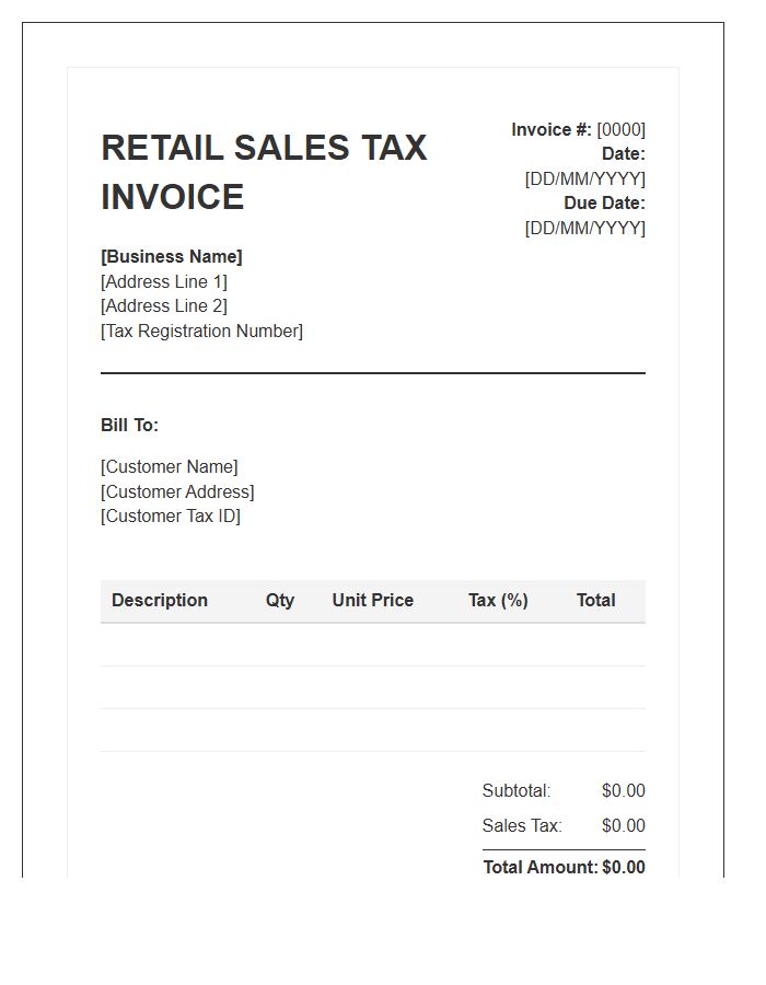 Official Retail Sales Tax Invoice Template