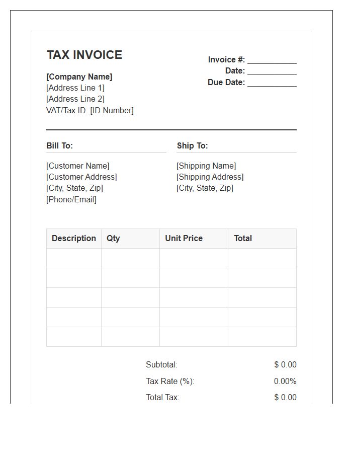 Printable Retail Sales Tax Invoice Template