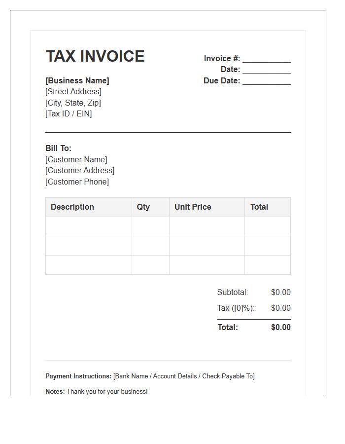 Retail Sales Tax Invoice Template For Small Business