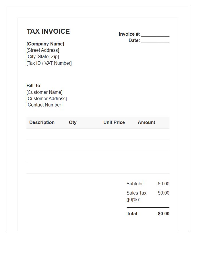 Simple Retail Sales Tax Invoice Template