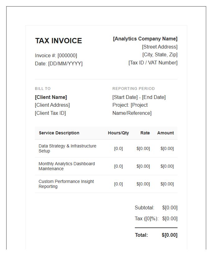 Analytics And Reporting Tax Invoice Template