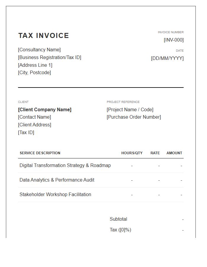 Digital Strategy Consulting Tax Invoice Template
