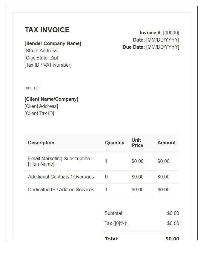 Email Marketing Service Tax Invoice Template