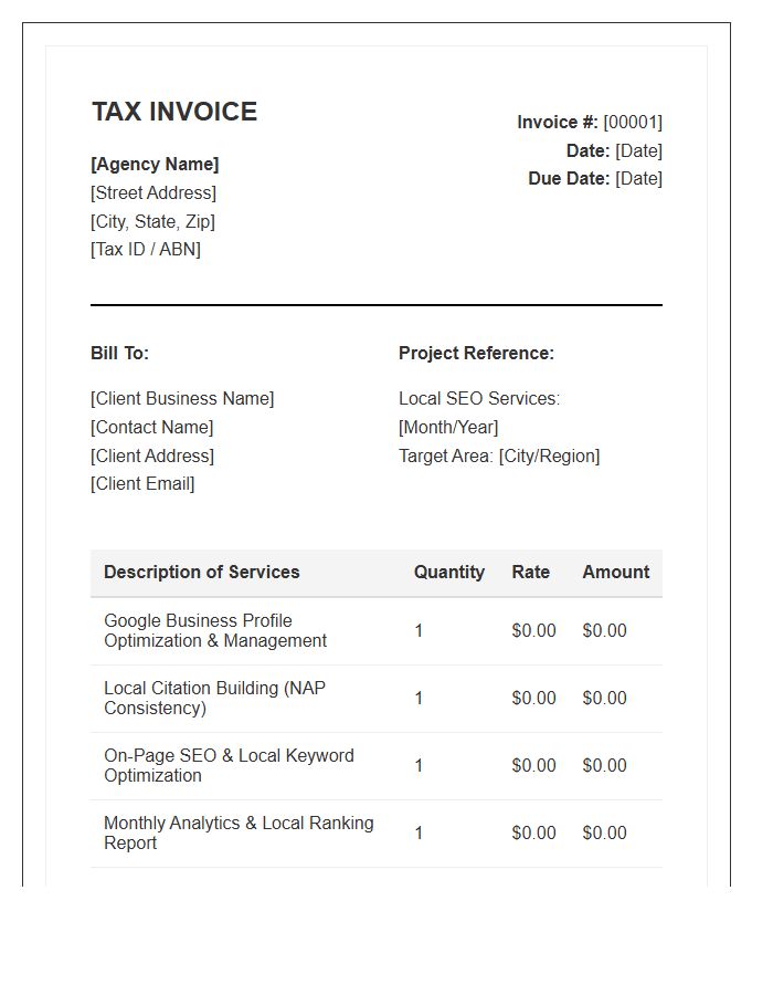 Local Business SEO Tax Invoice Template