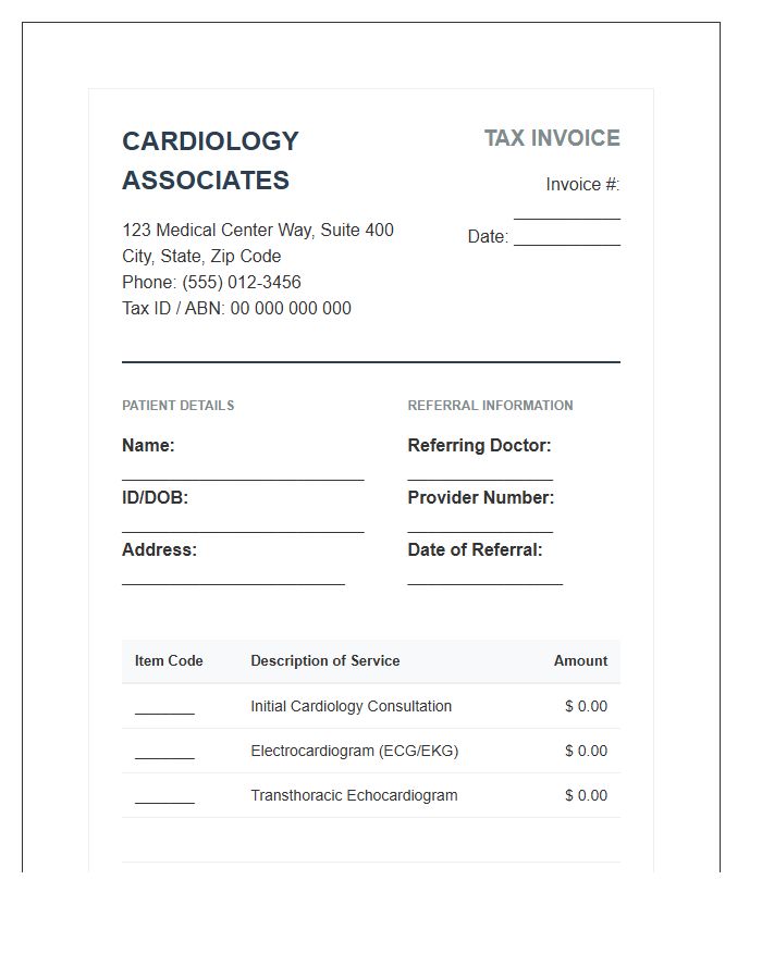 Cardiology Consultation Tax Invoice Template