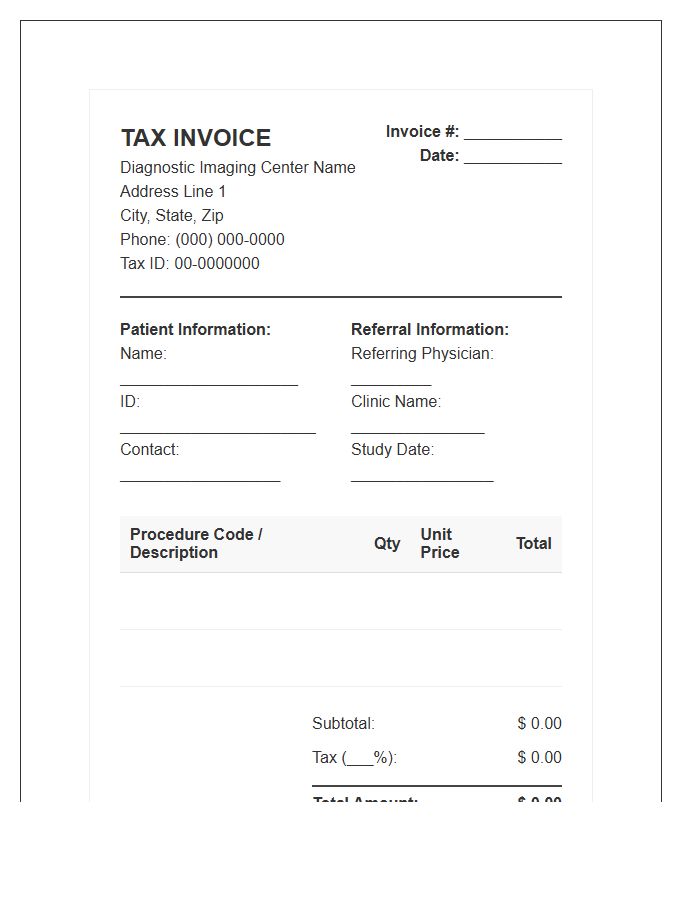 Diagnostic Imaging Center Tax Invoice Template