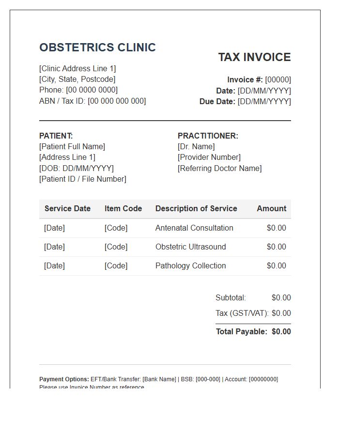 Obstetrics Clinic Tax Invoice Template