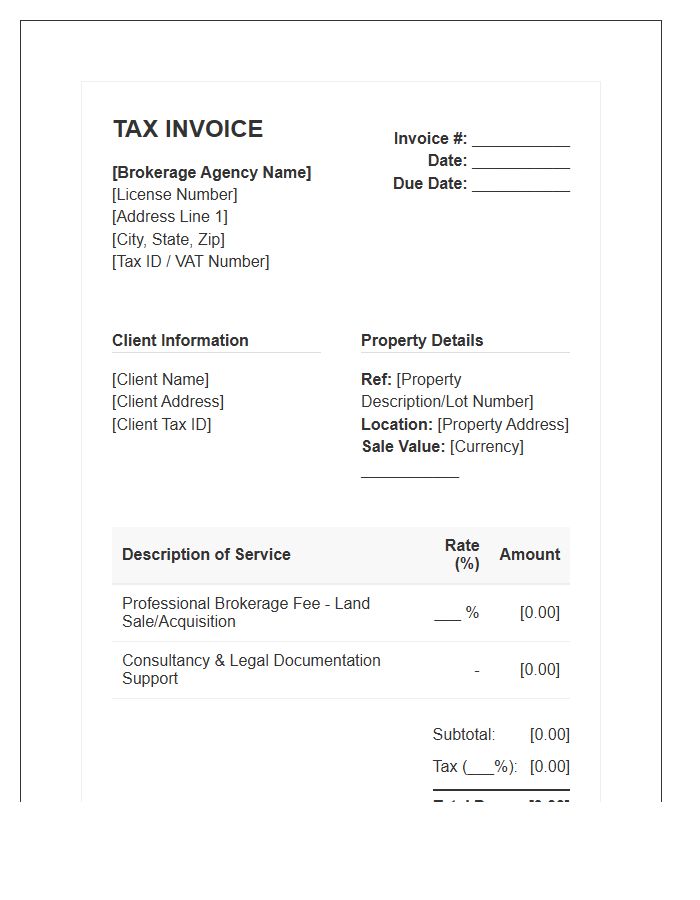Land Brokerage Service Tax Invoice Template