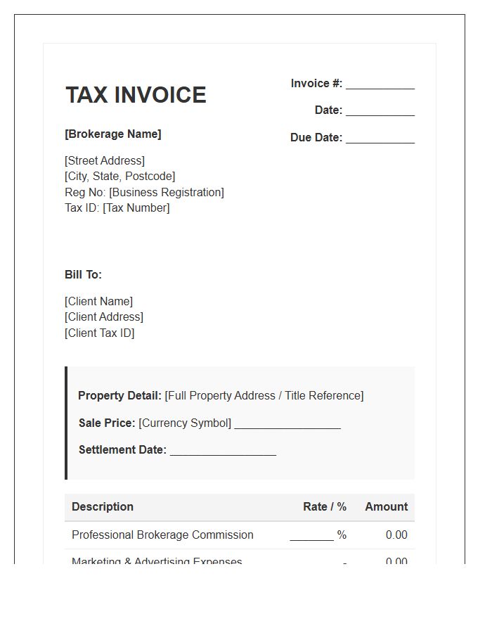 Property Sales Brokerage Tax Invoice Template
