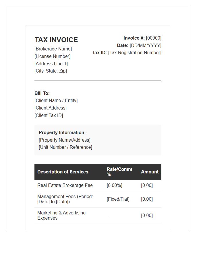 Real Estate Management Brokerage Tax Invoice Template