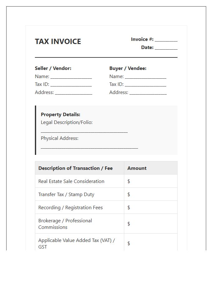 Real Estate Transaction Tax Invoice Template