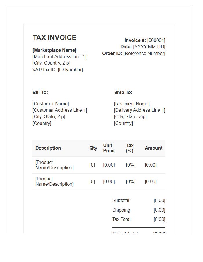 Global Marketplace Tax Invoice Template
