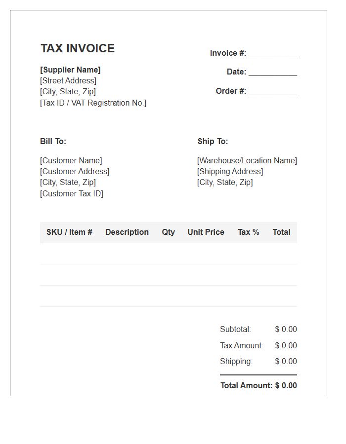 Inventory Supplier Tax Invoice Template