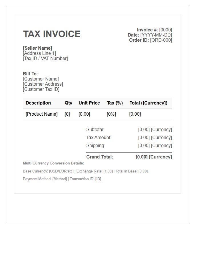 Multi Currency E-commerce Tax Invoice Template