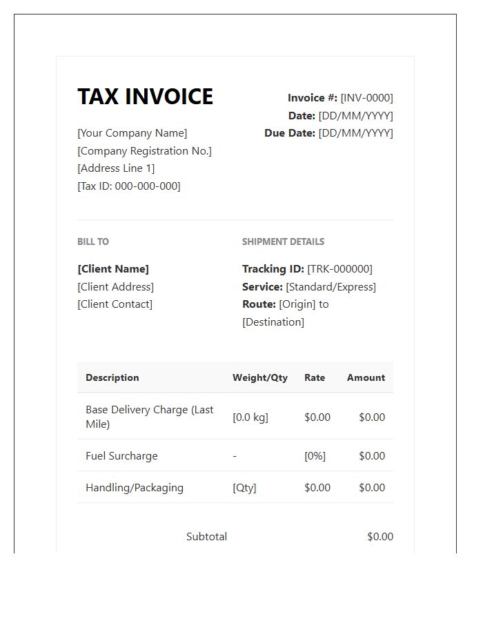 Last Mile Delivery Tax Invoice Template